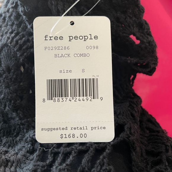 Free People Boho Black Combo Macrame Crochet Dress with lining Small NWT - Picture 7 of 7
